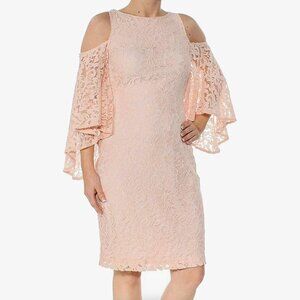 Lauren by Ralph Lauren Women's Cold-Shoulder Lace Sheath Dress (4, Belle Rose)